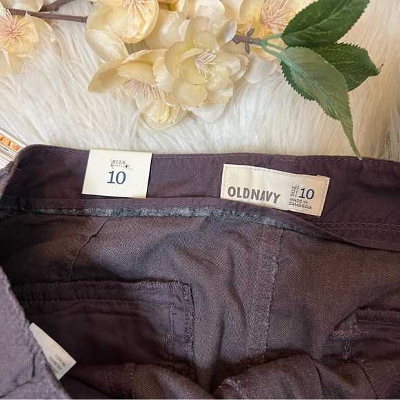 NWT Old Navy Y2K Brown Linen Low Rise Cargo Utility Capri Women’s Pants Sz 10 - Picture 4 of 11